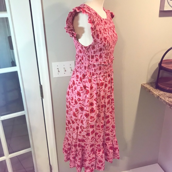 Vineyard Vines 🌸 Rock Rose 🌹 floral smocked MIDI pockets dress - Picture 5 of 16